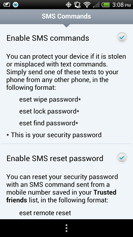 ESET Anti-Theft, SMS Commands Settings